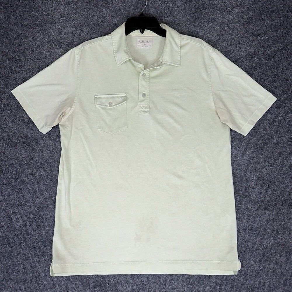 Linksoul Polo Shirt Men Large Green Short Sleeve Pocket Golf Casual Cotton Adult